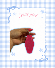 Load image into Gallery viewer, Just a Jesus Girl Hotel Keychain Bag Charm | Homemade | Christian Girl | Faith Girly | Church Bag Purse
