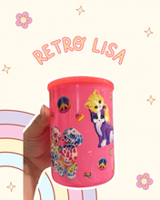 Load image into Gallery viewer, Retro Lisa Glass Mug | Iced Coffee | Lisa F | Colorful Hot Pink | Horses | Kittens | Puppies | Peace | Rainbows
