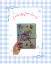 Load image into Gallery viewer, Pineapple Luau A5 Notebook | Stitch | Summer Pineapple Luau | Junk Journaling | Junk Journal | Tropical Vibes for Summer Notebook | Girly Notebook | Mouse Inspired
