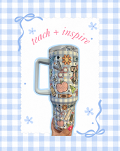Load image into Gallery viewer, Teach and Inspire 42oz Tumbler | Teacher Accessories | Teacher Water Bottle | Summer Prep School | Back to School Necessitates | Light Blue Checkered

