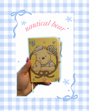 Load image into Gallery viewer, Nautical Honey Bear Mini Notebook with Pen | Magic Inspired | Girly Notebook Journal | Butter Yellow Trendy Notebook | Mini Notebook | Flowers and Butterflies
