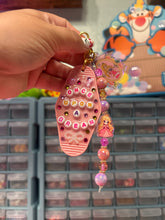 Load image into Gallery viewer, Sleeping Princess Bag Charm Keychain | Beaded Bag Charm | Motel Keychain | Castle Inspired | Magic Inspired | Aurora Keychain | Pink Girl Summer
