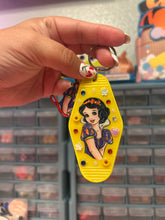 Load image into Gallery viewer, Apple Princess Motel Keychain | Yellow Hotel Keychain Bedazzled | Girly Accessories for Summer | Bag Charm | Princess Bag Charm | Princess Era

