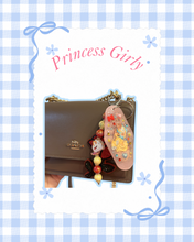 Load image into Gallery viewer, Princess Girly Motel Keychain | Magic Inspired | Castle Inspired | Yellow Princess | Red Rose Princess | Beaded Bag Charm | Viral Bag Charms | Custom Bag Charm
