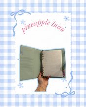 Load image into Gallery viewer, Pineapple Luau A5 Notebook | Stitch | Summer Pineapple Luau | Junk Journaling | Junk Journal | Tropical Vibes for Summer Notebook | Girly Notebook | Mouse Inspired

