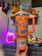 Load image into Gallery viewer, Honey Bear Stanley 40oz Tumbler | Stanley Tumbler Topper | Beaded Charm | Hundred Acre Friends | Summer Accessories | Summer Tumbler | Orange Aesthetic Stanley
