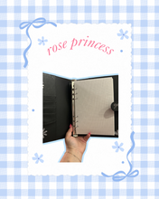 Load image into Gallery viewer, Rose Princess A5 Notebook |Black &amp; White Aesthetic | Junk Journal | Junk Journaling | Trendy Notebook | Checkered Black &amp; White | Beauty Belle
