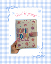 Load image into Gallery viewer, God is Good All the Time A5 Notebook | Christian Girly | Jesus Girl | Trendy Church Notebook | Church Notes | Journaling | Junk Journaling | Diary for Christians | Prayer Notebook
