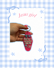 Load image into Gallery viewer, Just a Jesus Girl Hotel Keychain Bag Charm | Homemade | Christian Girl | Faith Girly | Church Bag Purse
