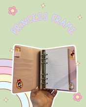 Load image into Gallery viewer, Princess Inspired Gold Frame A6 Notebook Binder Journaling Bible Study Notes
