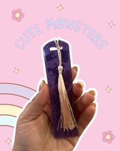 Load image into Gallery viewer, Cute Monsters Boo Purple Glitter Acrylic Bookmark Magic Inspired Book Gift
