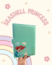 Load image into Gallery viewer, Seashell Princess A5 Notebook Binder | Red Hair Princess | Magic Castle Inspired | Seashells | Beach Babe | Pearls |
