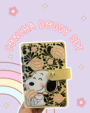 Load image into Gallery viewer, Concha Doggy Set A6 Notebook &amp; Matching Bookmark | Peanuts | Conchas Mexican Sweet Bread | Church Notes
