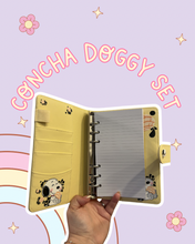 Load image into Gallery viewer, Concha Doggy Set A6 Notebook &amp; Matching Bookmark | Peanuts | Conchas Mexican Sweet Bread | Church Notes
