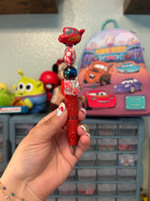 Load image into Gallery viewer, Lightning Red Rhinestone Pen | Cars 20th Anniversary Limited Edition Collection | Red Bow and Red Checkered Heart Beaded Pen
